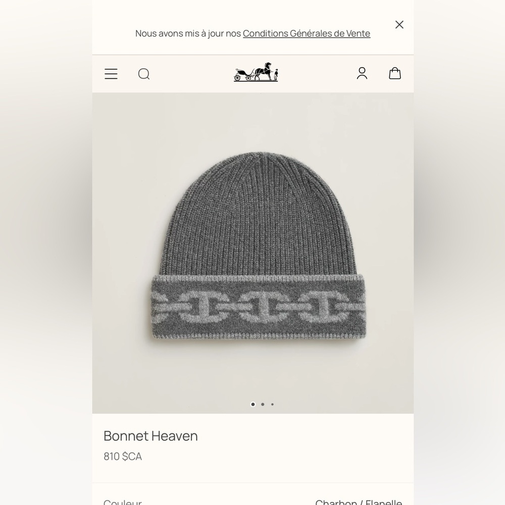 Hermes Bonnet Grey Hat